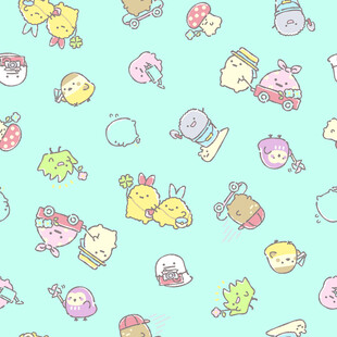 可爱卡通图案无缝背景图