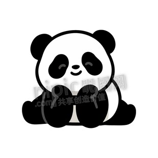 卡通可爱熊猫趴地上