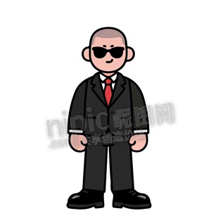 卡通西装墨镜保镖保安