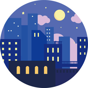 夜晚城市建筑景观图