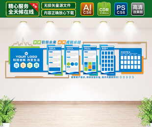 蓝色科技企业文化墙