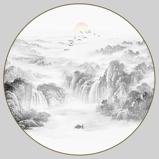 圆形山水画