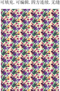 热带花卉装饰  服装印花