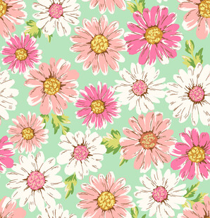 清新花卉无缝图案背景