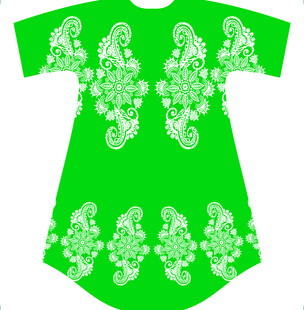 绿色 花纹 连衣裙设计图 定位