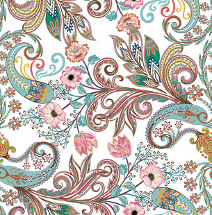 精美花卉佩斯利花纹图案