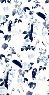 蓝白花卉图案纹理背景