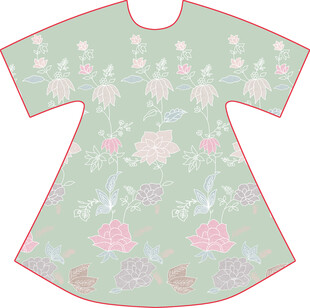 浅绿色花卉图案中式上衣