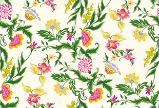 花卉小鸟图案的精美织物