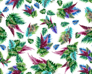 热带植物花卉水彩图案