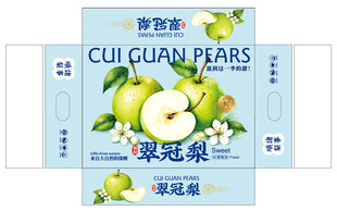 清爽翠冠梨包装平面展开图