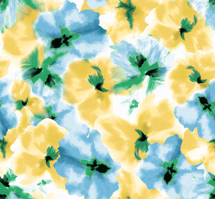 蓝黄花卉图案背景