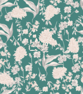 青底白花复古花卉图案