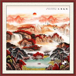 山水画聚宝盆风水画