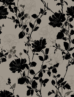 黑花灰底花卉图案纹理