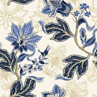 蓝白花卉图案纹理背景