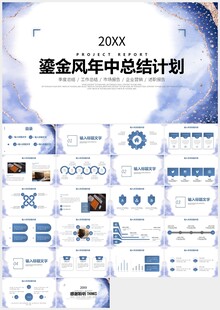 鎏金商务年中总结计划PPT模板