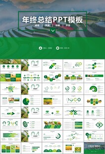 水稻农田农业种植大米PPT模板