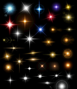 绚丽多彩星星光效png高光素材