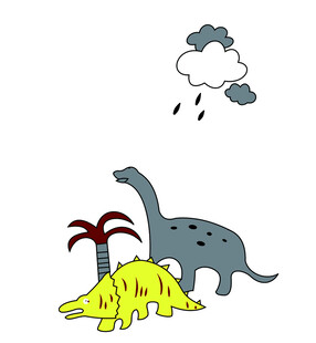 雨中的恐龙与植物