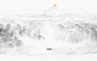 新中式水墨山水画