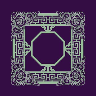 中式紫色几何边框图案