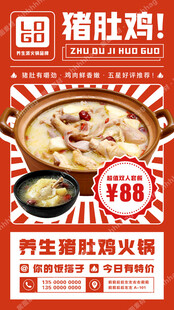 猪肚鸡火锅海报