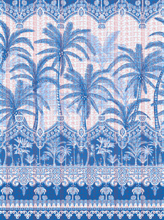 蓝白椰树图案纹理背景