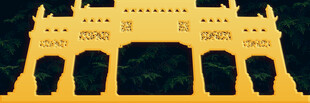 金色古建筑拱门景观