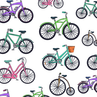 多彩自行车图案设计素材