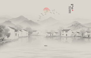 新中式山水壁画