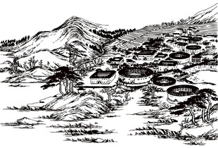 客家土楼线条图