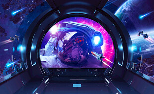 太空舱科幻太空人背景墙