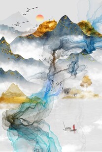 抽象意境山水画