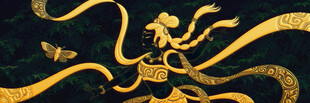 金色飞天神女艺术图案
