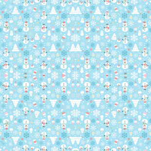 蓝色圣诞元素无缝图案