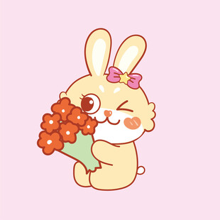 可爱小兔捧花送惊喜