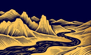 古风金色山水画背景