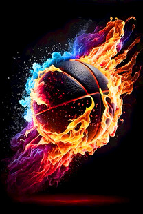 火焰环绕的动感篮球