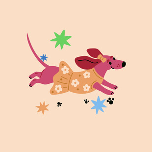 奔跑的可爱斑点腊肠犬