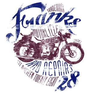 复古摩托车艺术插画设计