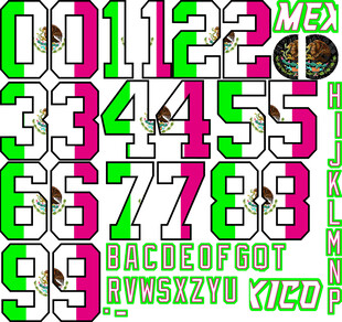墨西哥黑色球服数字字母