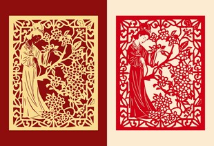 古典美人明代美女桂花图案