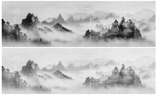 长幅镂空山水点状图