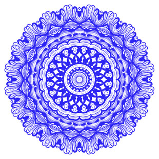 蓝色曼陀罗花纹图案