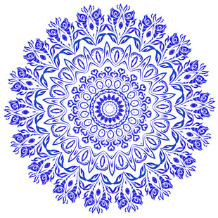 蓝白精美曼陀罗花纹图案
