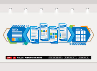 蓝色企业宣传文化墙