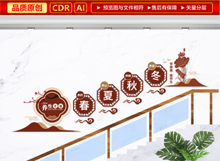 四季养生楼梯文化墙