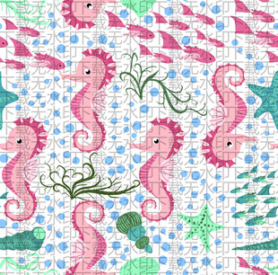 粉色海马海洋元素图案