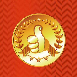 金色点赞奖章图标 